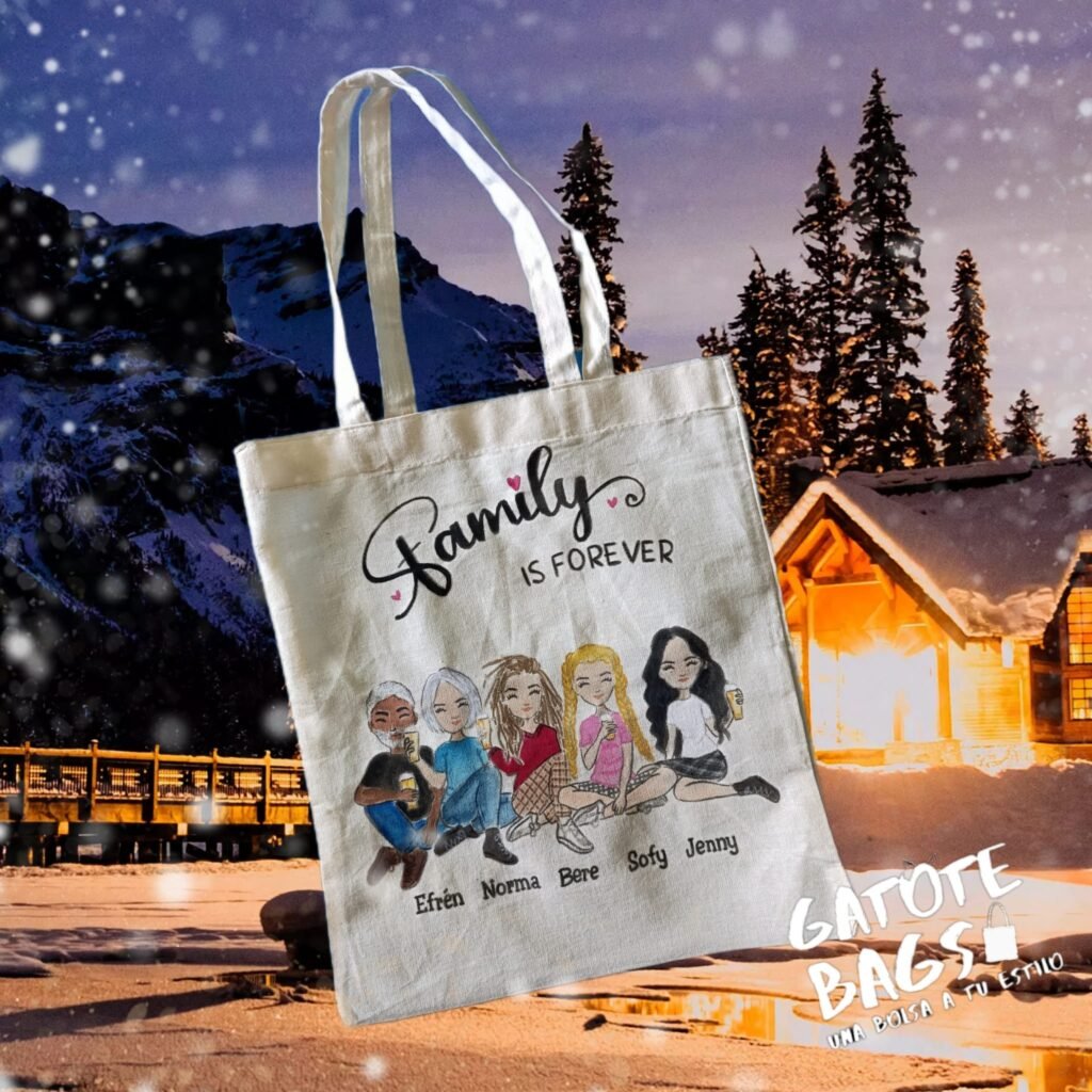 Totebag de manta personalizada con fotografia familiar